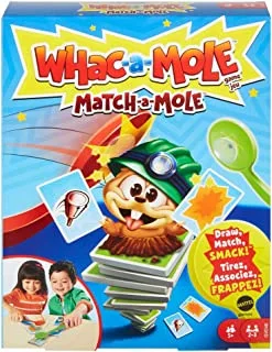Mattel Games Whac-A-Mole Match-A-Mole لعبة بطاقات للأطفال مع Mole Smackers لعمر 5 سنوات وما فوق Gvd46