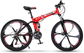 Fitness Minutes Folding Foldable Bicycle Mountain Bike, Rim Tire 26 Inch Red , F1-26-M-Rd