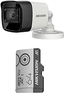 كاميرا Hikvision 4K Fixed Bullet + Hikvision Micro SD Card 64G / MicroSDXC ™ / 64GB / TLC / C10، U1، V30 سرعة قراءة تصل إلى 95 ميجابايت / ثانية ، وسرعة كتابة 55 ميجابايت / ثانية