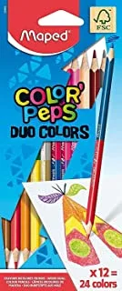 Maped Color'Peps Triangular Duo Tip Colored Pencils, Assorted Colors, Pack of 12 (829600ZV)