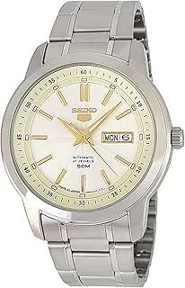 Seiko 5 White Dial Automatic analog stainless steel watch for Men SNKM85J, silver