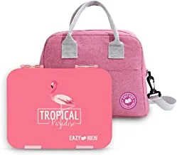 Eazy Kids Bento Boxes Wt Insulated Lunch Bag Combo- Tropical Pink