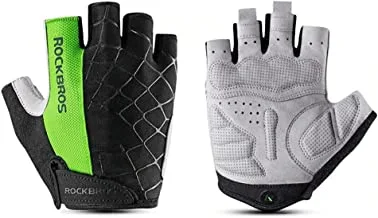 Rockbros S109G-M Half Finger Cycling Gloves for Unisex, Medium, Green