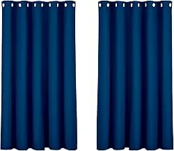 Story@Home Blackout Curtains 5 feet Long Set of 2 Room Darkening Window Curtain Plain, Navy Blue