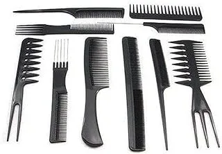 SHOWAY Professional Salon Hair Styling Comb set 10 pcs Hairdressing Stylists Barbers Combs Styling Comb Set for Barbers Straight Hair Comb Barbers Brush Black