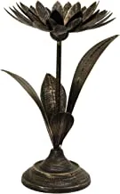 Home Town Floral Metal Black Long Candle Holder,27X12Cm