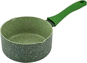 Prestige Essentials Granite Non-Stick Milk Pan Cast Aluminium Cookware | Induction Base | Non Stick Aluminium | Granite Milk Pan | Marble Milk Pan | PFOA & Lead Free - Green, 16cm