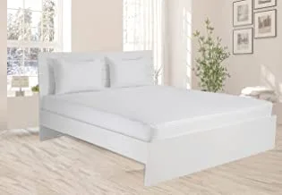 ملاءة سرير مغطاة بحجم كينج من الكتان 1 قطعة ، 100٪ قطن 250Tc ساتين 1 سم شريط ، المقاس: 200X200 + 30 سم ، أبيض