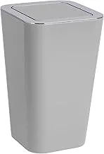 Wenko Small Trash Can with Swing Top Lid, Mini Waste Basket, Stylish Garbage Bin for Bathroom, Bedroom, Kitchen, 1.6 Gallon, 7.1 x 11.2 x 7.1 in, Gray