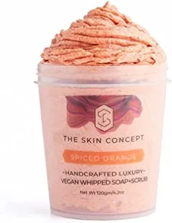 The Skin Concept Hand Crafted Vegan Whipped Soap + Scrub - Spiced Orange, 140 gm