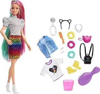 Barbie | Leopard Rainbow Hair Doll, Multi-color, GRN81