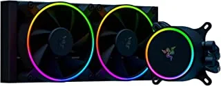 Razer Hanbo Chroma RGB All-In-One Liquid Cooler aRGB Pump Cap: Ultimate AIO Design - Quiet, Powerful aRGB Fans - Silent, Efficient Liquid Cooling - PWM Fan Controller Support - RGB Chroma aRGB - 240MM