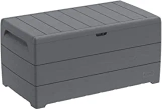 Cosmoplast Plastic Cedargrain Deck Storage Box 416 Liters for Indoors and Outdoors ( Dark Grey)