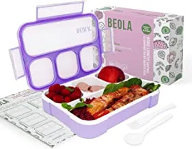 صندوق غداء BEOLA للأطفال البالغين ، بينتو غداء متعدد المقصورات مع مخطط وجبات مغناطيسية لمدة 40 أسبوعًا ، 3 أو 4 أقسام للوجبات الخفيفة ، خالية من BPA ، مع مجموعة أدوات المائدة ، 1000 مل (لافندر)
