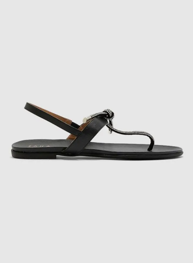 ZAHA Stylish Flat Sandals Black