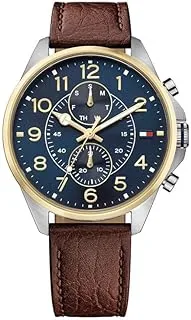 Tommy Hilfiger Men's Navy Dial Brown Leather Watch - 1791275