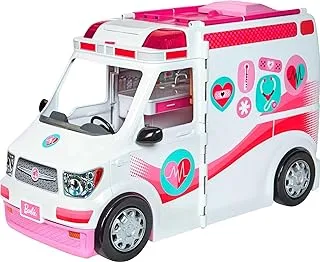 ​Barbie Care Clinic Vehicle Playset, Ambulance with 20+ Accessories and Surprise Features, for 3 to 7 Year Olds FRM19