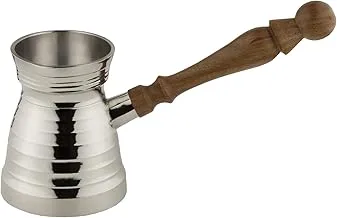 Al Saif Brass Turkish coffee pot with wooden handle,size:12.06CM,Colour:Sliver