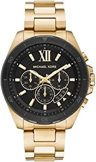 ساعة مايكل كورس الرجالية بريكن ، مقاس العلبة 45 ملم ، حركة كرونوغراف ، حزام من الستانلس ستيل