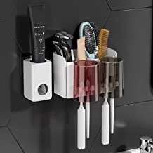 IBAMA Bathroom Toothbrush Holder Bathroon Storage Racks Wall -Automatic Toothpaste Squeezer Storage Rack Bathroom Accessories 2 Set