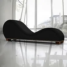 In House | Romantic Chaise Longue Luxury And Romantic Design Sofa With Bed Mode Of Velvet Fabric With Lower Decorative Brown Buttons - Black