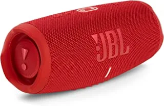 مكبر صوت محمول JBL Charge 5 ، بنك طاقة مدمج ، صوت JBL Pro قوي ، مشعات جهير مزدوج ، بطارية 20 ساعة ، IP67 مقاوم للماء والغبار ، دفق لاسلكي ، توصيل مزدوج - أحمر ، JBLCHARGE5RED