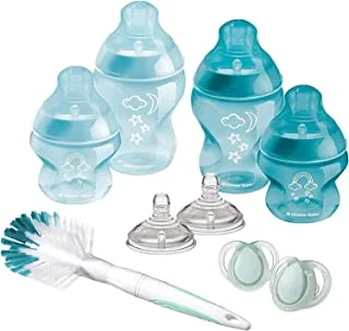 Tommee Tippee Closer to Nature Baby Bottle Starter Kit, Natural Shaped Teat with Anti Colic Valve, Various Sizes, Blue, Multicolor