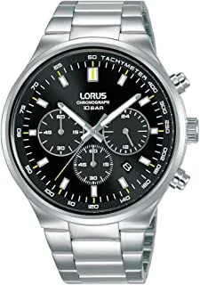 Lorus Dark Black sunray Dial Chronograph Quartz Stainless steel watch for Men RT351JX9