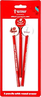 FIFA 2022 Country Pencils with Round Eraser, 3 pcs/pack, England