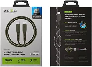 Energea C94 Nyloflex USB-C To Lightning Cable, 1.5 Meter Length, Green