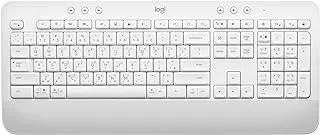 Logitech Signature K650 Wireless Keyboard with Wrist Rest, Full-Size, BLE Bluetooth or Logi Bolt USB Receiver, Comfort Deep-Cushioned Keys, Compatible with most OS/PC/Windows/Mac - White -AR Layout