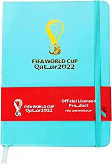 دفتر ملاحظات FIFA 2022 Emblem A5 مع شريط مطاطي ، جلد PU رسمي- T