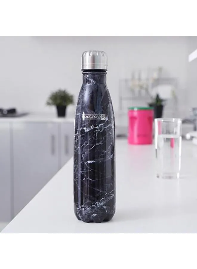 Royalford Marble Vacuum Bottle Black/White/Silver 500ml
