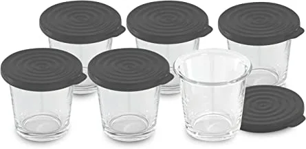 مولينكس مجموعة من 6 Verrines لـ Cookeo ، برطمانات زجاجية بغطاء سيليكون ، XA606000 شفاف / أسود