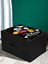 Kuber Industries Disney Mickey Mouse Print Non Woven Fabric Foldable Saree Cover Storage Organizer Box with With Lid, Extra Large (Black)-KUBMART3463