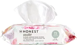 The Honest Company Designer Baby Wipes | Rose Blossom | Over 99 Percent Water | Pure & Gentle | Plant-Based | Fragrance Free | Extra Thick & Durable Wet Wipes | 72 Count