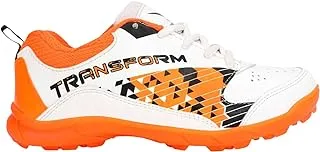 Vicky Transform Player Cricket Shoes, Blue/White, Neon Orange/White, 9 UK (X-Wide)