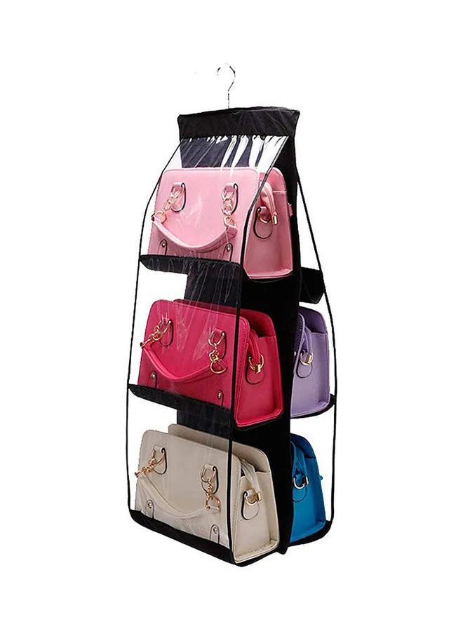 Generic 6-Pocket Hanging Purse Handbag Tote Storage Holder Organizer Black 90cm