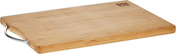 Royalford Organic Bamboo Cutting Board, RF10238 Strong Metal Handle Durable & Lightweight Antibacterial Chopping Board For Meat And Vegetables