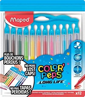 أقلام تلوين ابتكار طويلة الأمد من Maped Color'Peps مع حامل (عبوة 12 قطعة)
