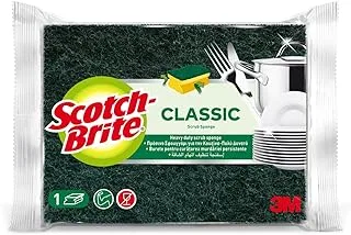 Scotch-Brite Heavy Duty Classic Nail Saver Scrub Sponge | Kitchen sponge | Dish sponge | Scrub | General Purpose Cleaning | Food Safe | Non-Rusting | Kitchen, Garage, Outdoor | 1 unit/pack