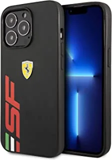 جراب صلب بشعار Ferrari مطبوع عليه شعار Big SF لهاتف iPhone 13 Pro ، مقاس 6.1 بوصة ، أسود