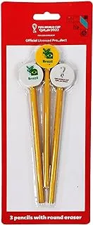 FIFA 2022 Country Pencils with Round Eraser, 3 pcs/pack, Brazil