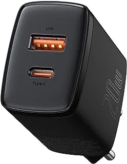 Baseus (SGAPPRO15-HD) 20W EU Plug USB + C-Type Compact Quick Charger, Black