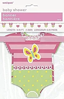 Unique Party 61751 - 6.5ft Pink Polka Dot Onesie Baby Shower Paper Garland