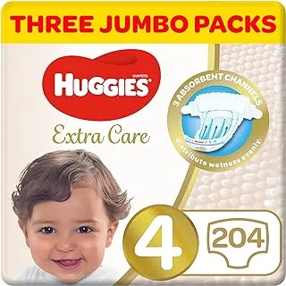 Huggies Extra Care, Size 4, 8-14 kg, Super Jumbo Pack, 204 Diapers