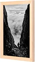 LOWHA Man Walking Between Two Cliff Wall Art with Pan Wood framed Ready to hang for home, bed room, office living room Home decor hand made wooden color 23 x 33cm By LOWHA