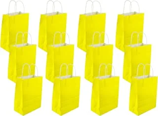 Showay paper gift bags 12 pieces set, eco friendly paper bags, with handles bulk, paper bags, shopping bags, kraft bags, retail bags, party bags yellow