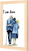 LOWHA i am here Wall Art with Pan Wood framed Ready to hang for home, bed room, office living room Home decor hand made wooden color 23 x 33cm By LOWHA