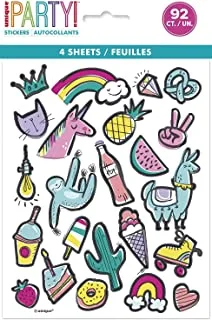 Unique Party 73218 - Favourite Things Birthday Sticker Sheets, Pack of 4